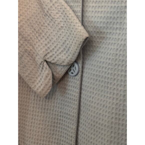 Norm Thomson Womans M Blazer Blue Waffle Knit Cotton 3 Button NWT Artsy Coastal - Picture 9 of 12